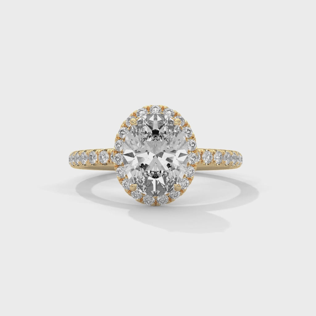 Rose Gold Oval Cut Halo Pavé Engagement & Anniversary Ring
