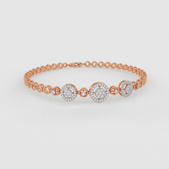 Triple Circle Halo Link Bracelet