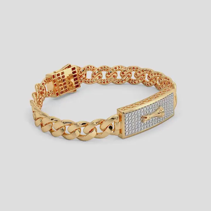 Chess King ID Plate Diamond Cuban Bracelet