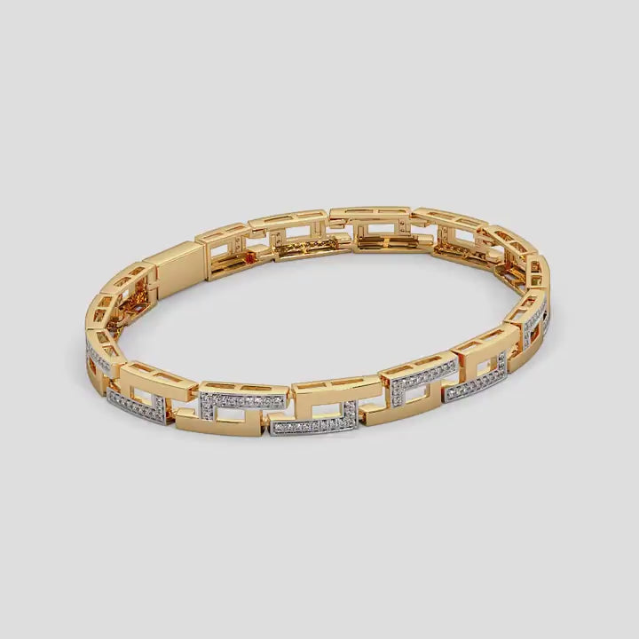 Greek Key Diamond Two-Tone Gold Bracelet