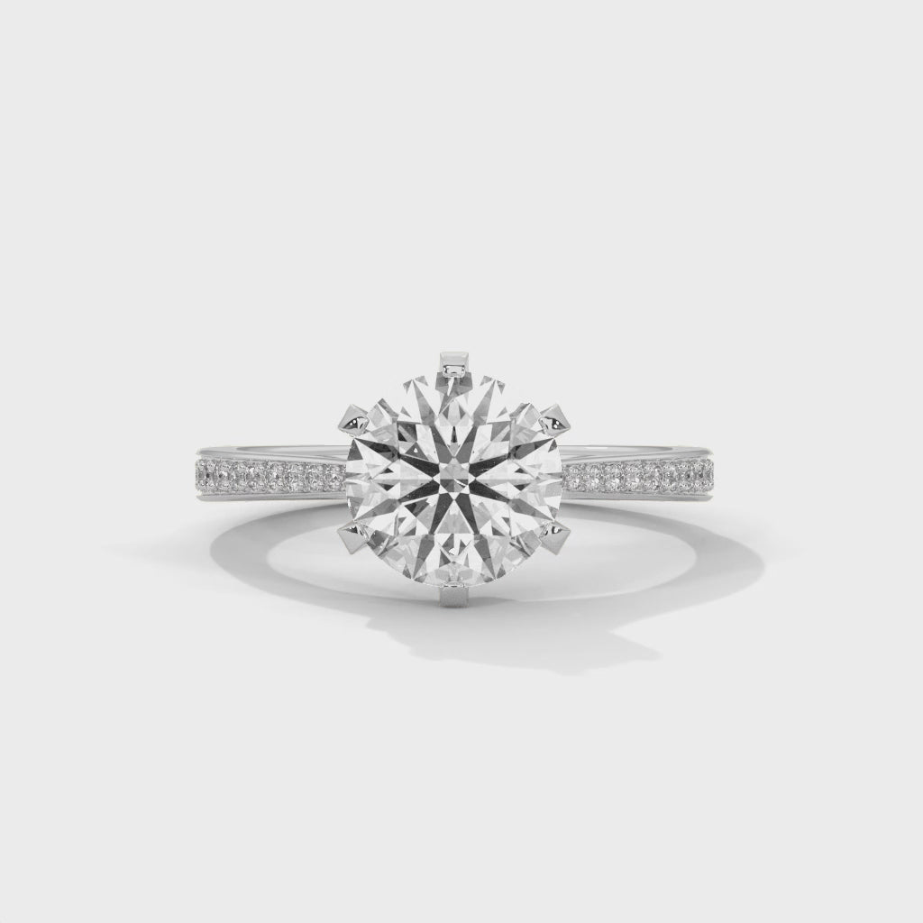 Rose Gold Round Cut Solitaire Twist Pavé Engagement Ring
