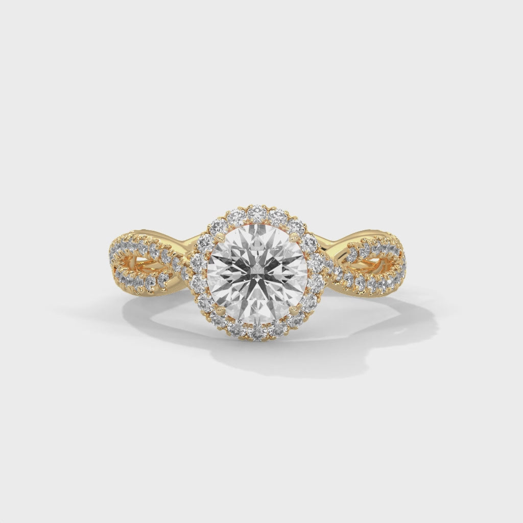 Rose Gold Round Cut Halo Infinity Twist Pavé Engagement & Anniversary Ring