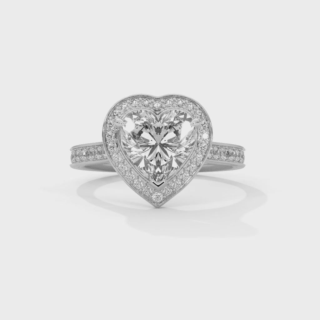 Rose Gold Heart Cut Halo Pavé Cathedral Engagement & Anniversary Ring