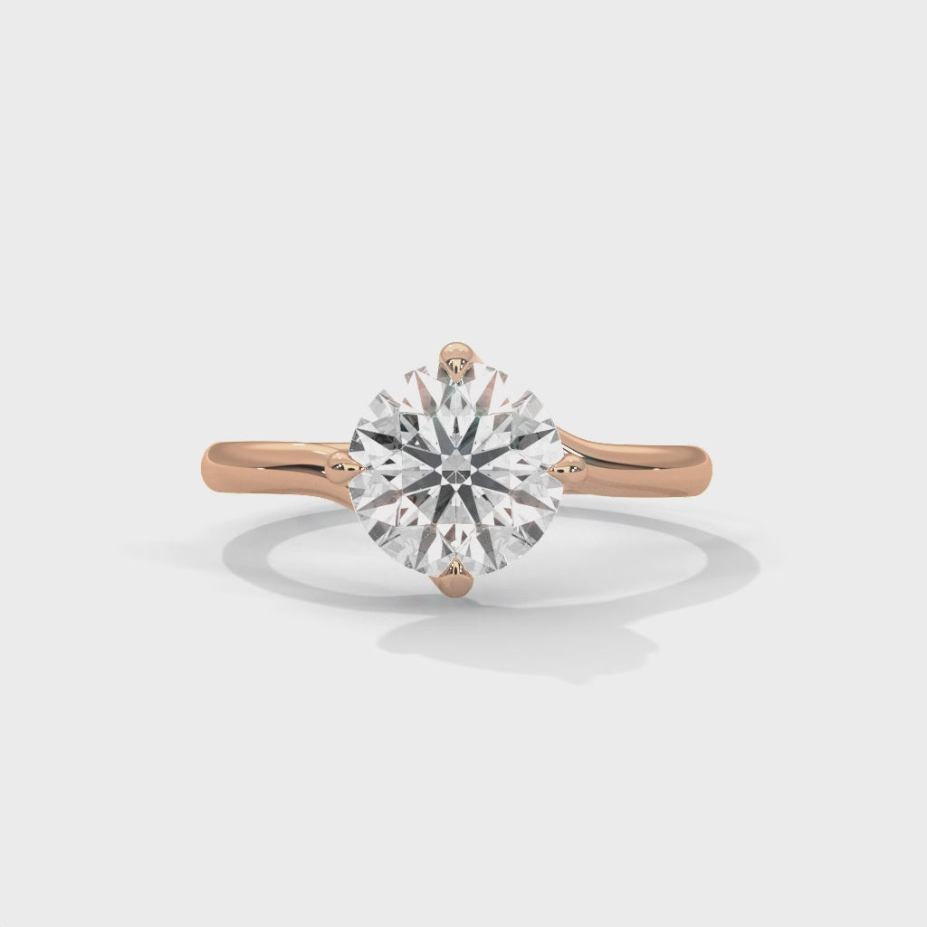 Rose Gold Round Cut Solitaire Twist Engagement Ring