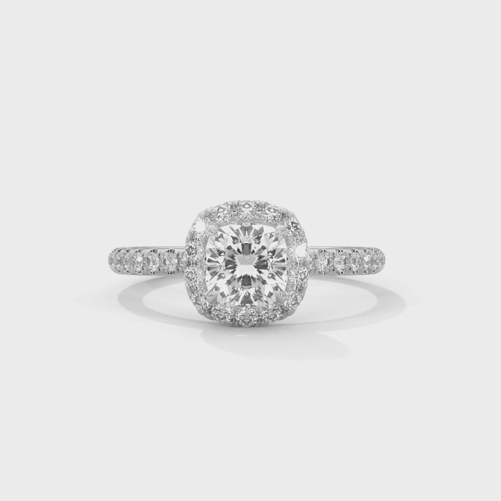 Rose Gold Cushion Cut Halo Pavé Engagement & Anniversary Ring