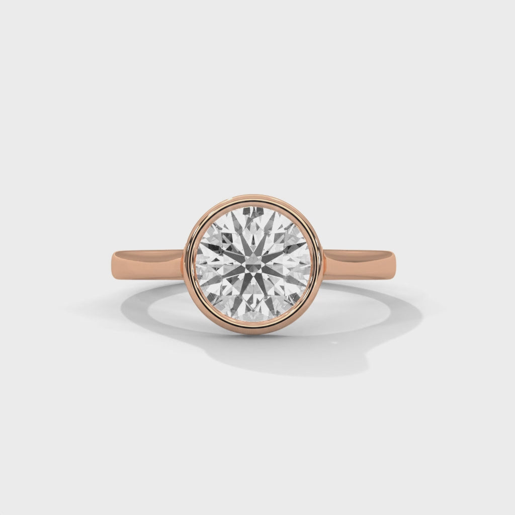 Rose Gold Round Cut Solitaire Bezel Setting Engagement & Anniversary Ring