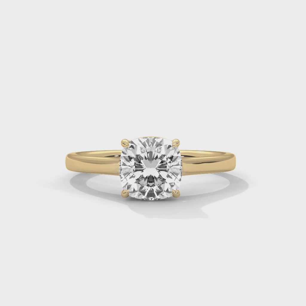 Rose Gold Cushion Cut Classic Four-Prong Solitaire Engagement & Anniversary Ring