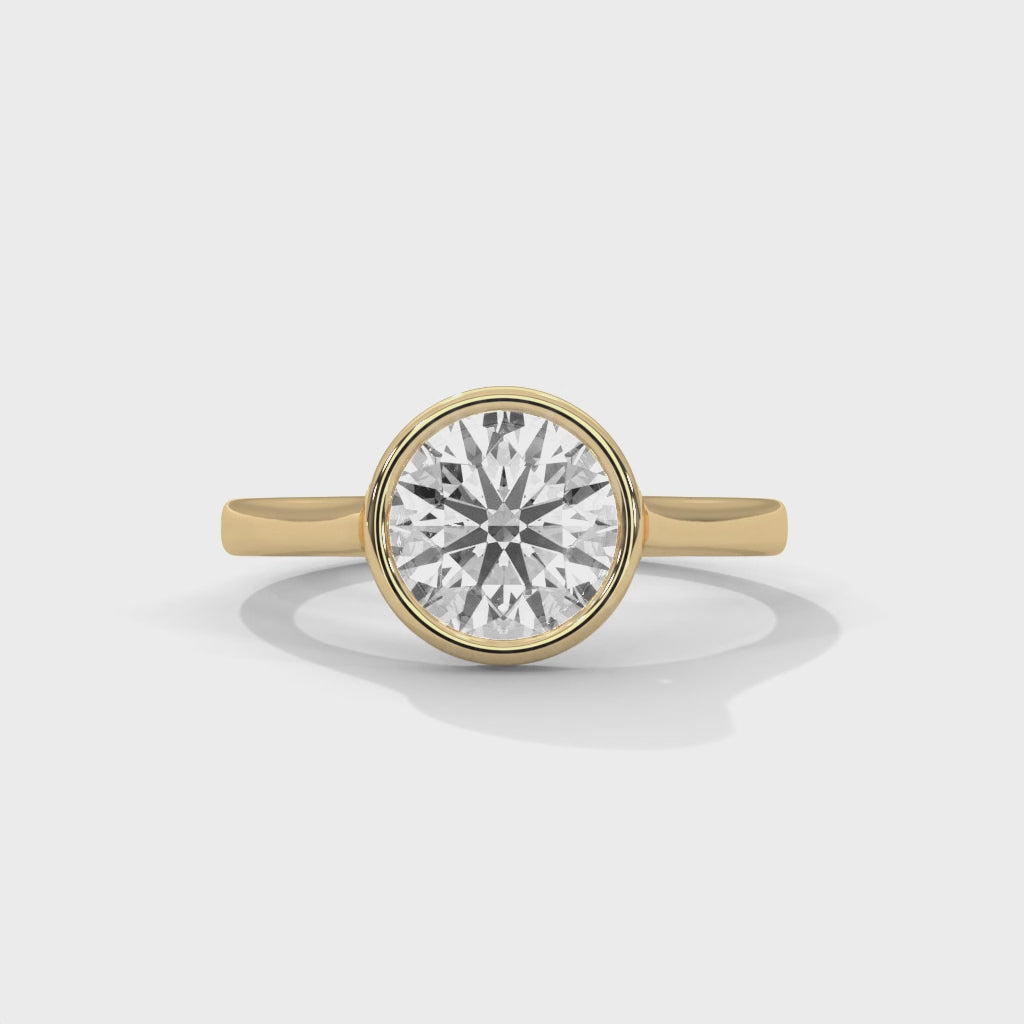 Rose Gold Round Cut Solitaire Bezel Setting Engagement & Anniversary Ring