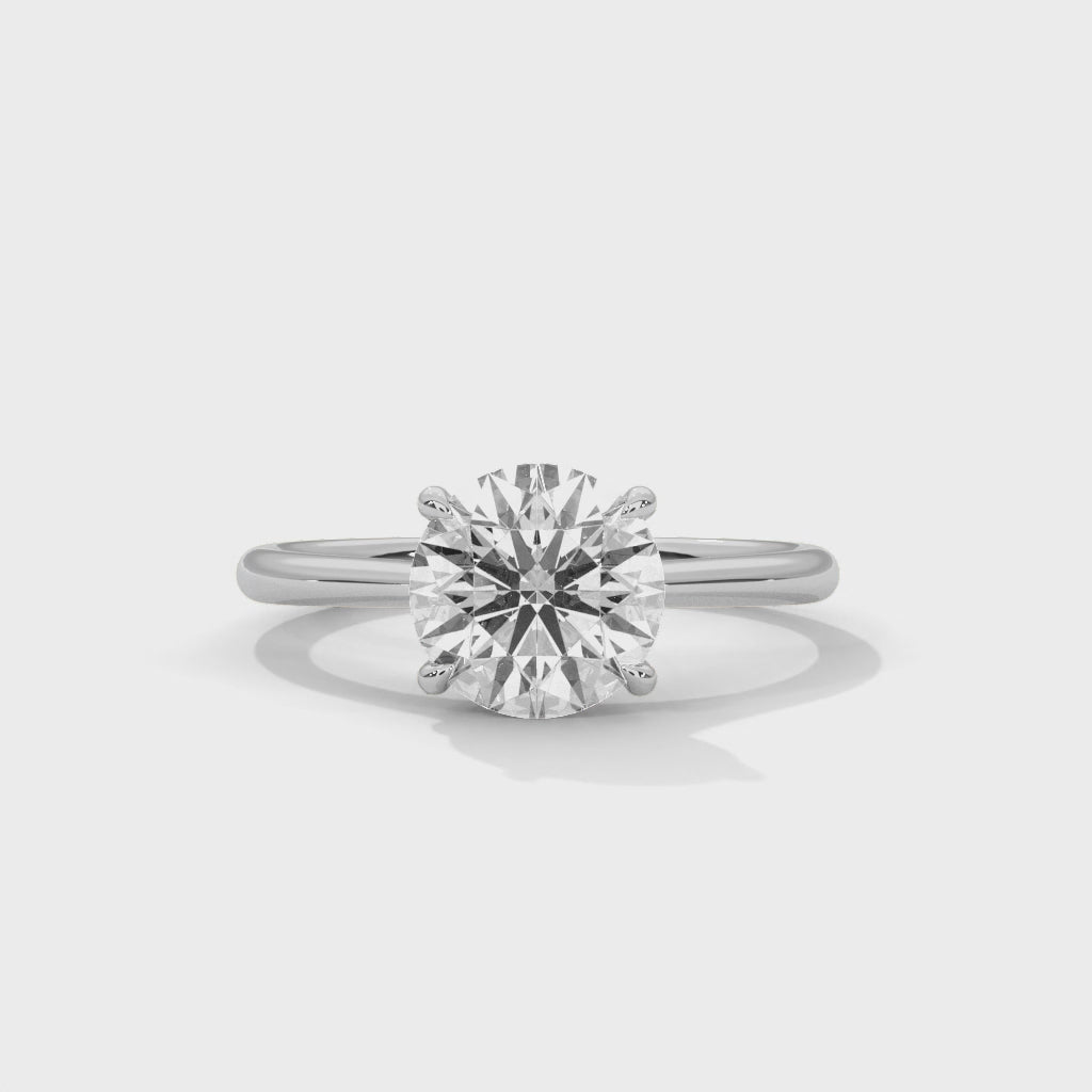 Rose Gold Round Cut Solitaire Cathedral Engagement & Anniversary Ring