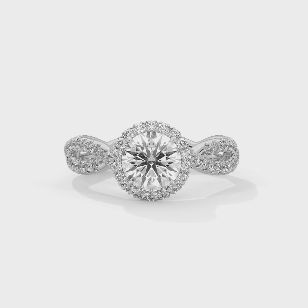 Rose Gold Round Cut Halo Infinity Twist Pavé Engagement & Anniversary Ring