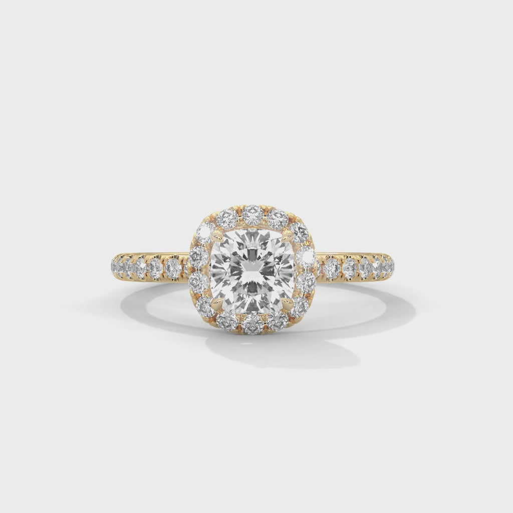 Rose Gold Cushion Cut Halo Pavé Engagement & Anniversary Ring