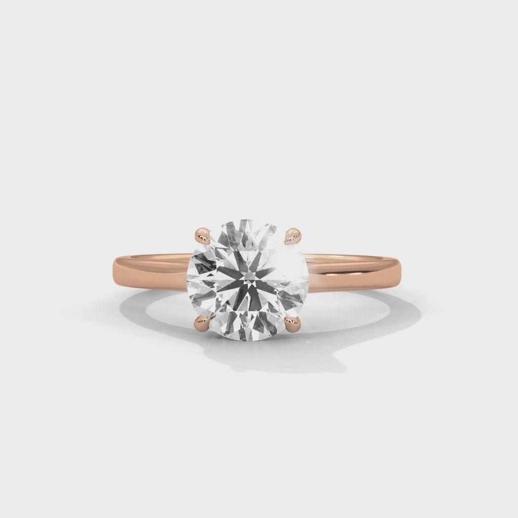 Rose Gold Round Cut Classic Four-Prong Solitaire Cathedral Engagement & Anniversary Ring