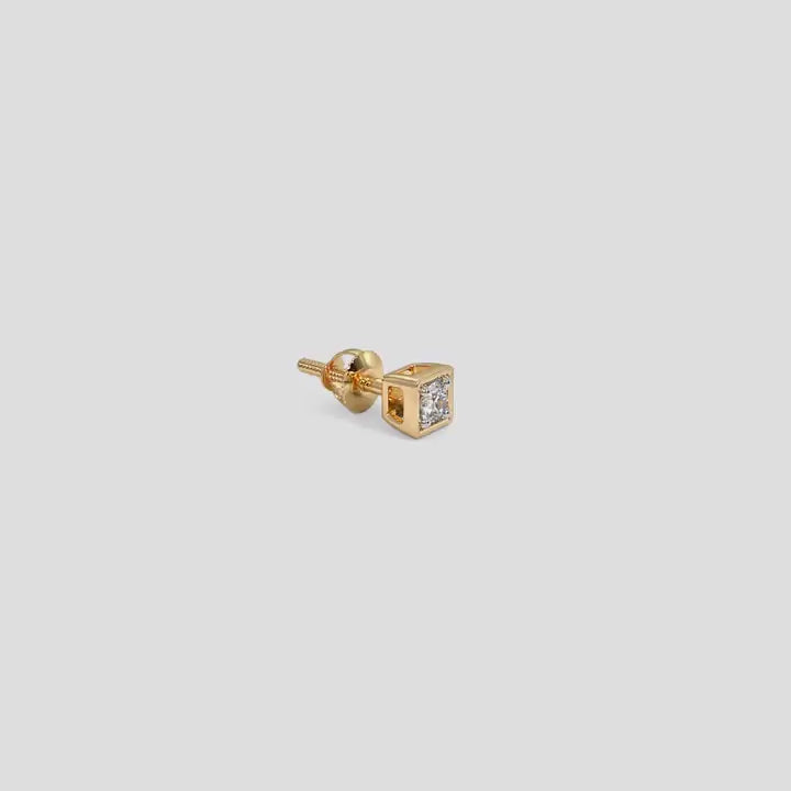 Solitaire Diamond Square Box Stud Earring