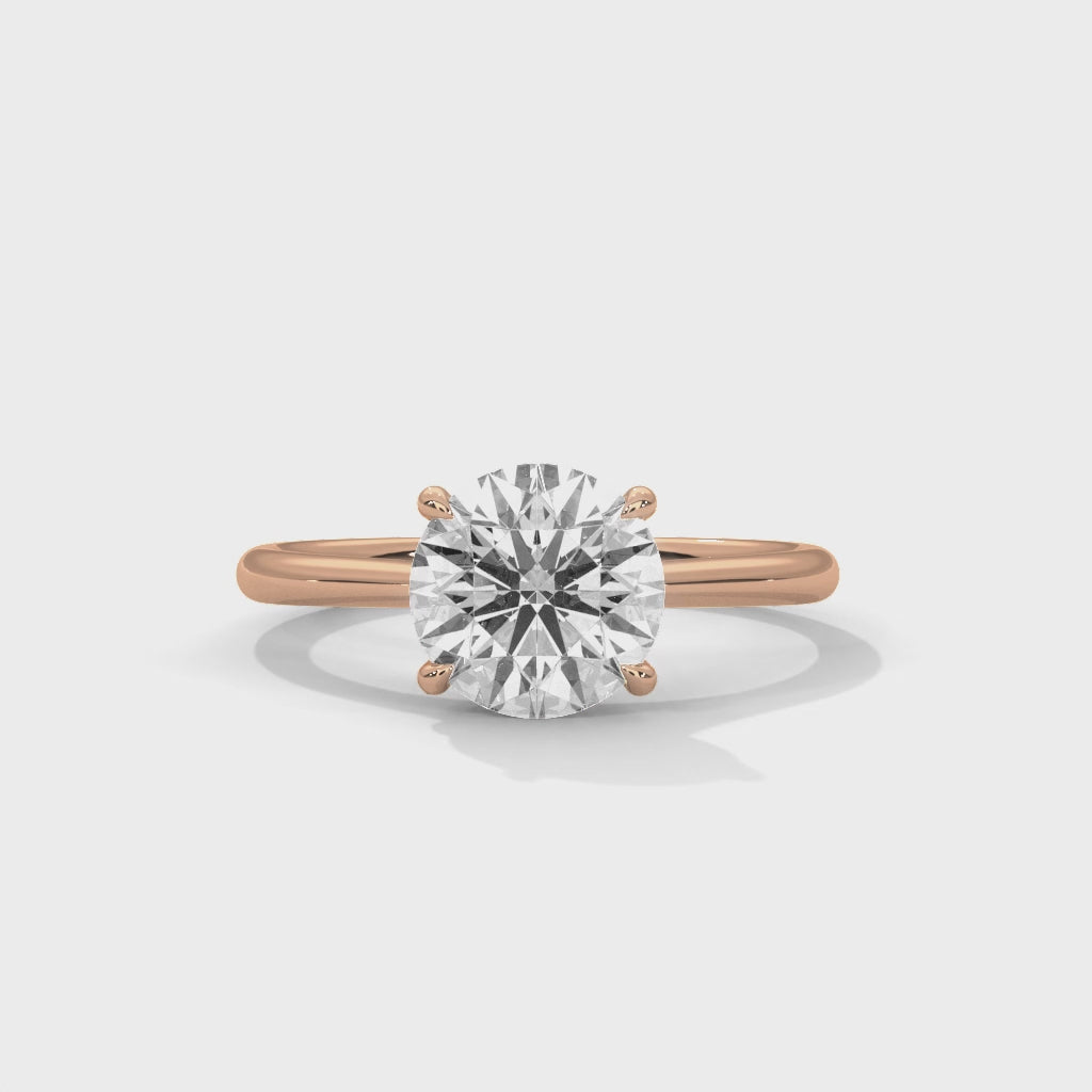 Rose Gold Round Cut Solitaire Cathedral Engagement & Anniversary Ring