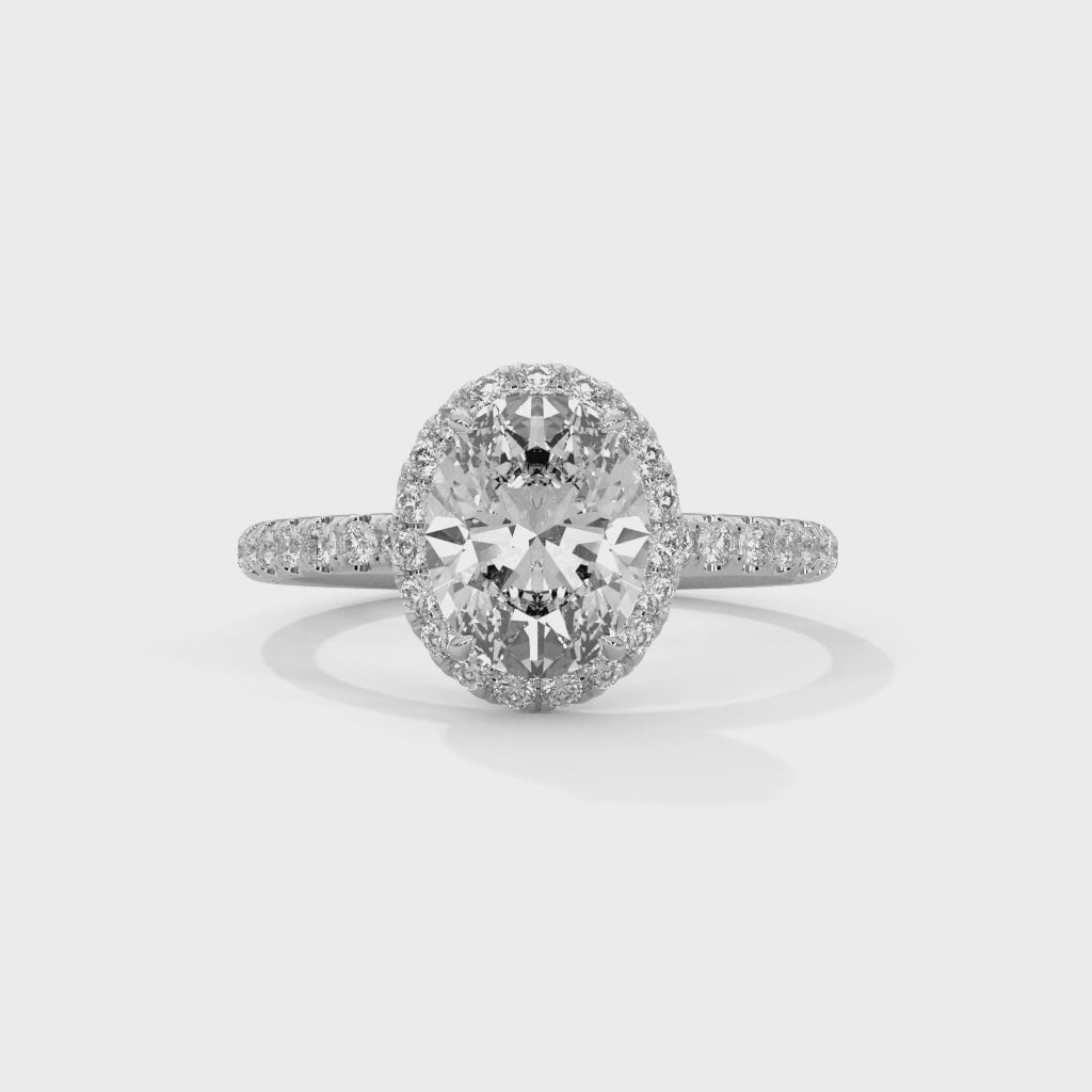 Rose Gold Oval Cut Halo Pavé Engagement & Anniversary Ring