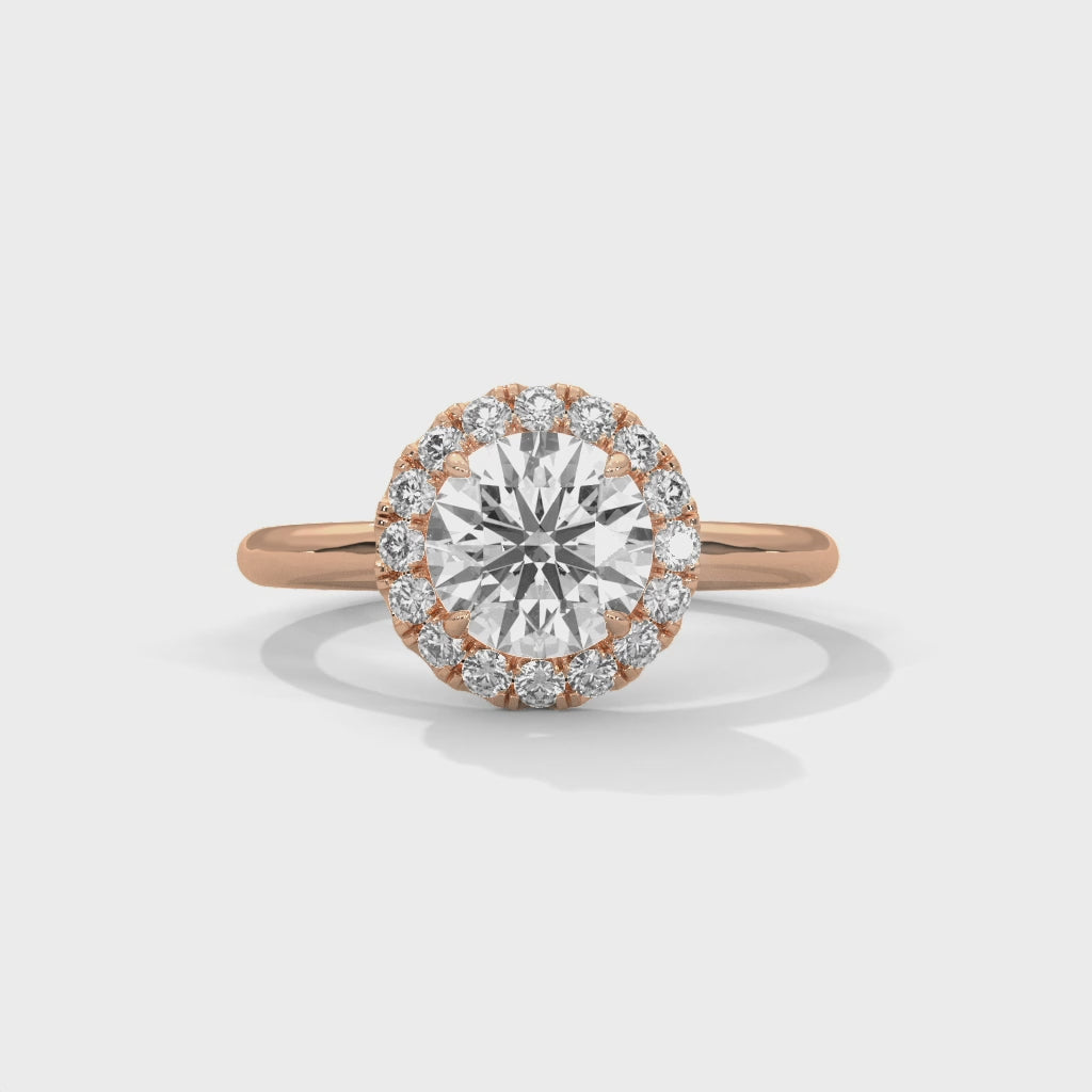 Yellow Gold Round Cut Halo Solitaire Engagement & Anniversary Ring