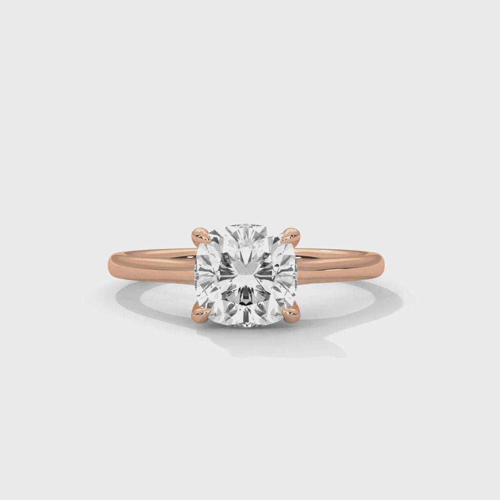Rose Gold round Cut Solitaire Cathedral Engagement Ring