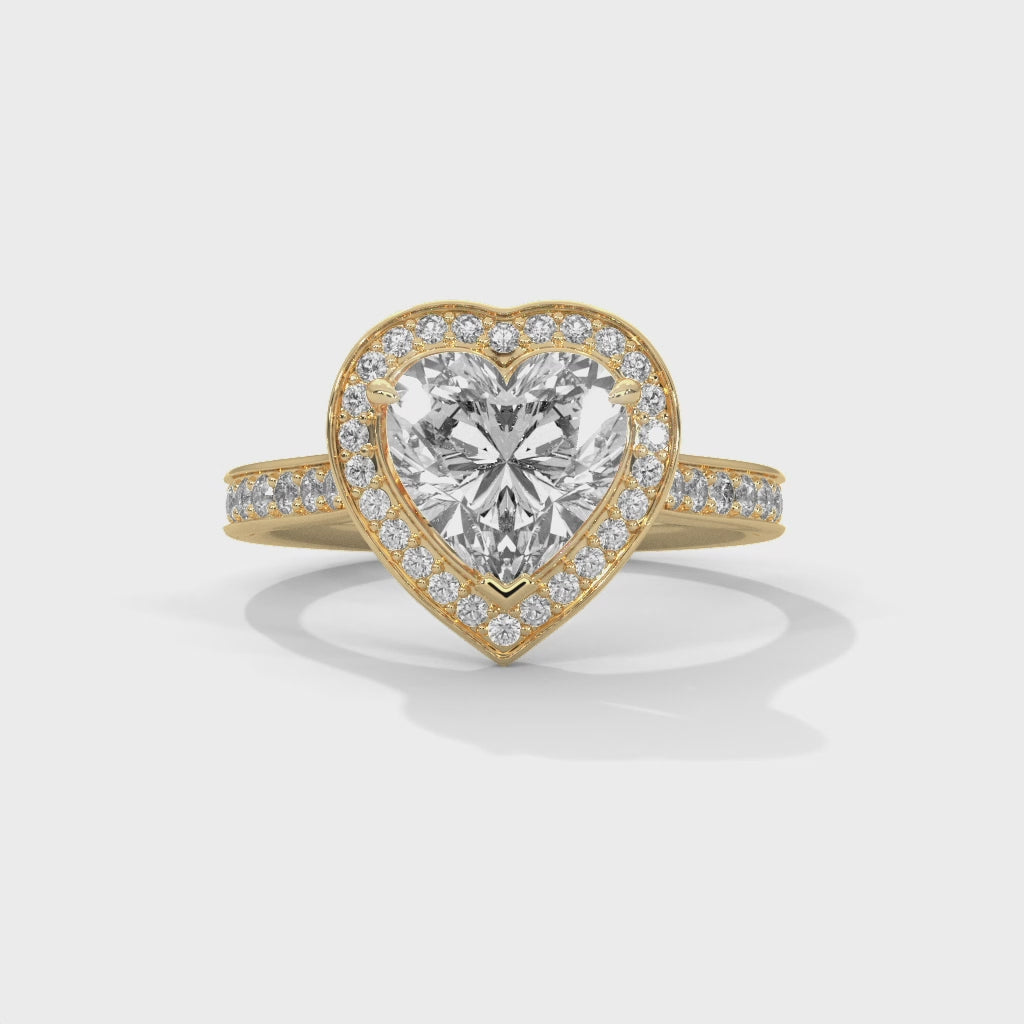 Rose Gold Heart Cut Halo Pavé Cathedral Engagement & Anniversary Ring