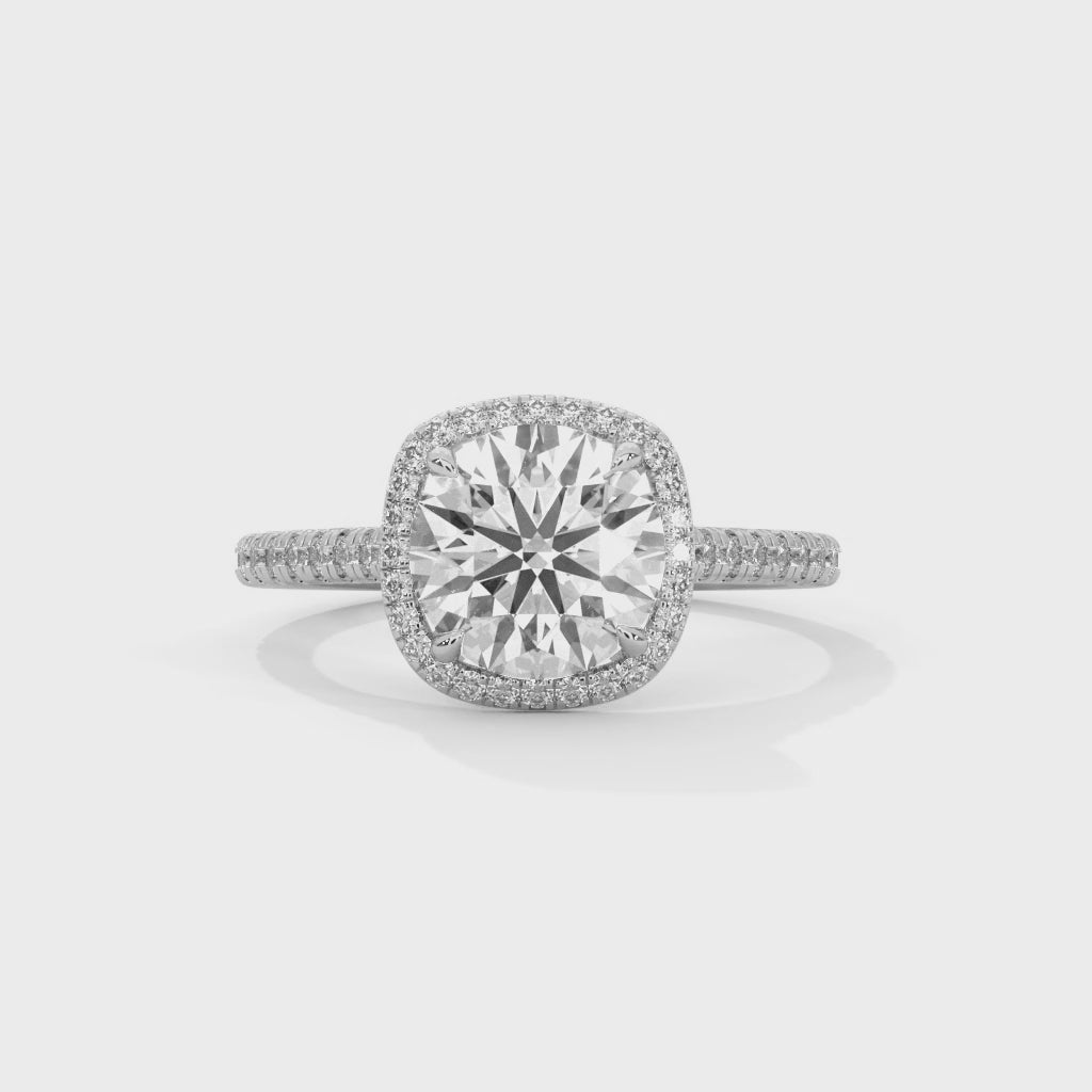 Rose Gold round Cut Halo Pavé Engagement Ring